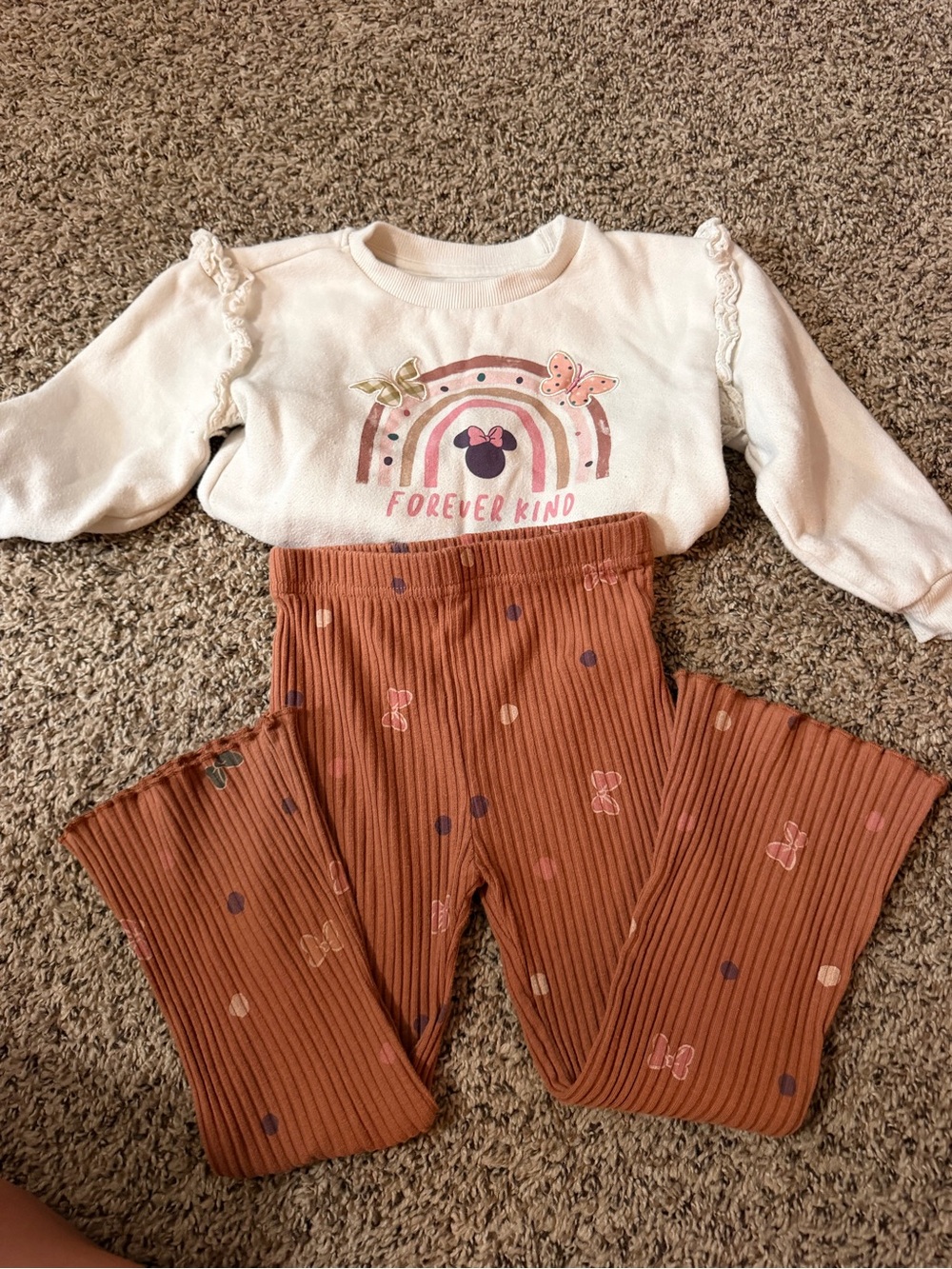 Girls Cream & Rust 'Forever Kind' Matching Set